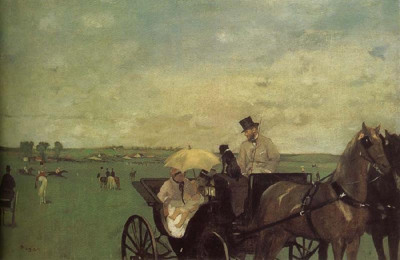Edgar Degas Carriage on racehorse ground oil painting image